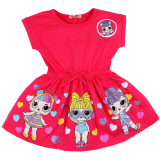 20-11714 "LOL" Платье для девочки, 3-7 лет, коралловый
