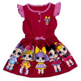 20-124702 "LOL" Платье для девочки, 3-7 лет, малиновый