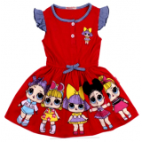 20-124705 "LOL" Платье для девочки, 3-7 лет, т.красный